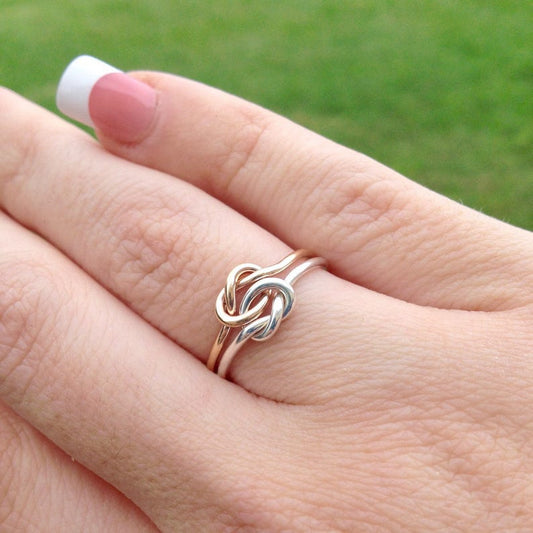 Double Knot Ring Knot Promise Ring Gold Filled Ring Two Toned Ring Gifts For HerTwo Love Knots Love Knot Ring