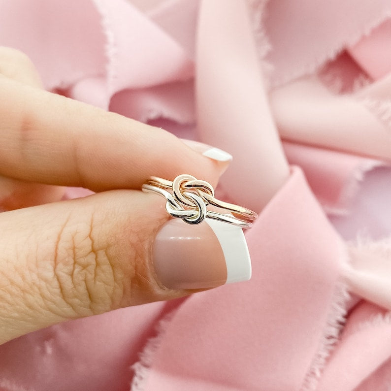 Double Knot Ring Knot Promise Ring Gold Filled Ring Two Toned Ring Gifts For HerTwo Love Knots Love Knot Ring