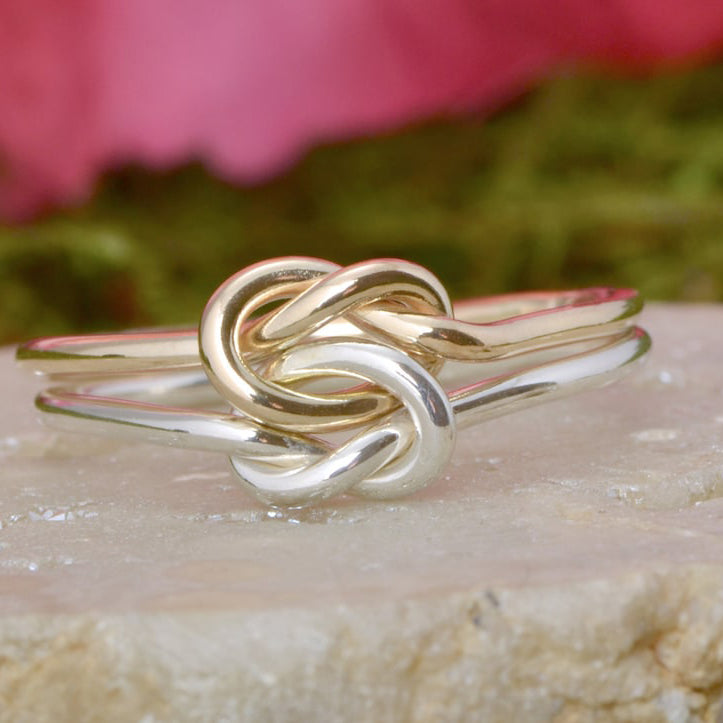 Double Knot Ring Knot Promise Ring Gold Filled Ring Two Toned Ring Gifts For HerTwo Love Knots Love Knot Ring