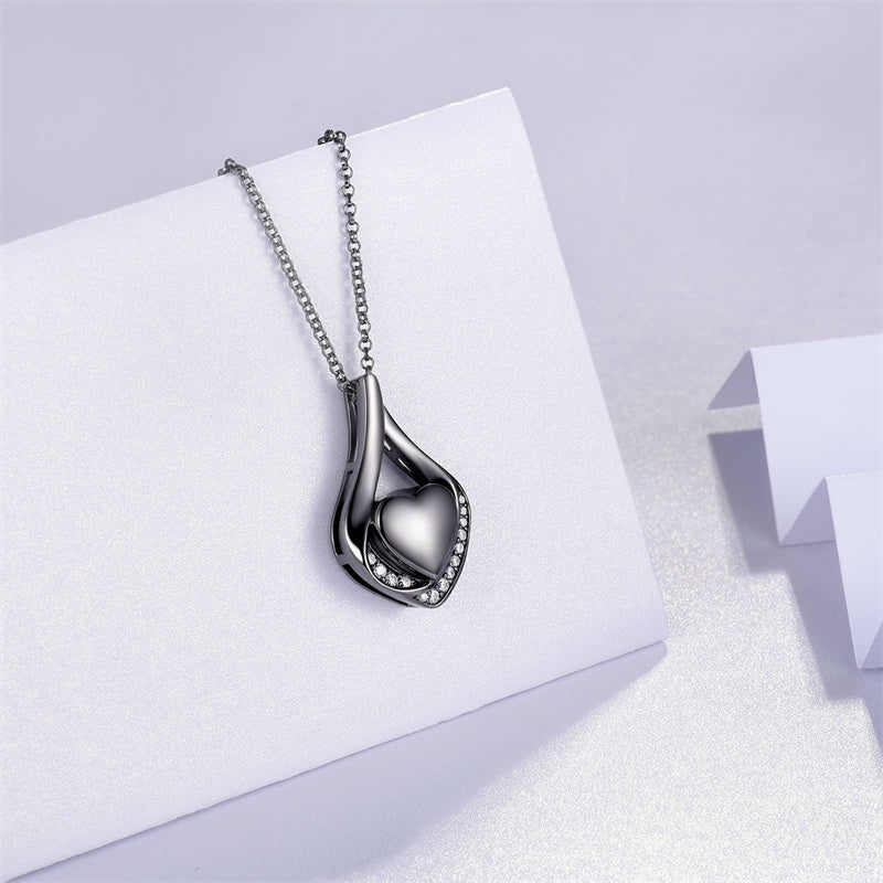 Cremation Jewelry 925 Sterling Silver Teardrop Urn Necklace For Ashes Heart Shape Memorial Keepsake Pendant For Ashes