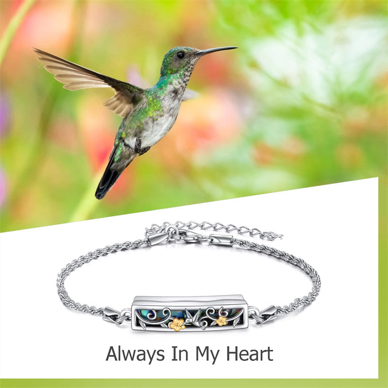 Urn Bracelet for Ashes 925 Sterling Silver Abalone Shell Hummingbird Dragonfly Butterfly Cremation Jewelry for Ashes Keepsake