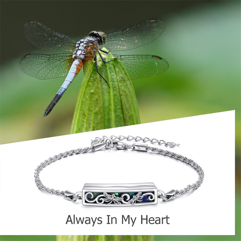 Urn Bracelet for Ashes 925 Sterling Silver Abalone Shell Hummingbird Dragonfly Butterfly Cremation Jewelry for Ashes Keepsake